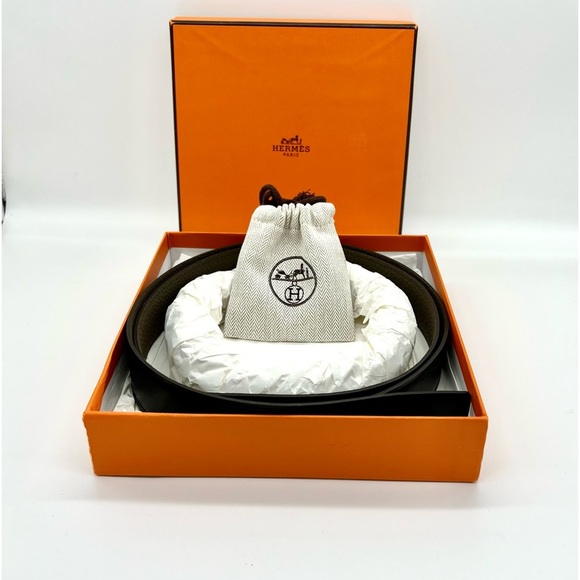 NEW RARE Hermés Limited Edition "H" SMILE Buckle Togo 32mm Belt Size: XXL NWOT - Picture 2 of 8